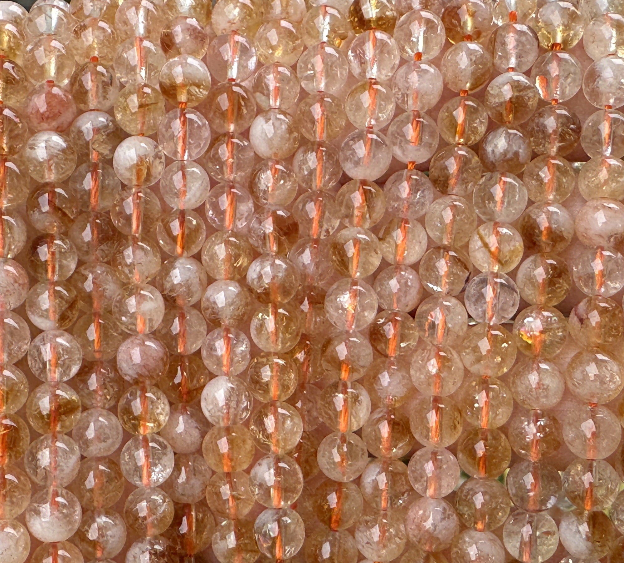 Snow Citrine 6mm round natural gemstone beads 15.5" strand - Oz Beads 