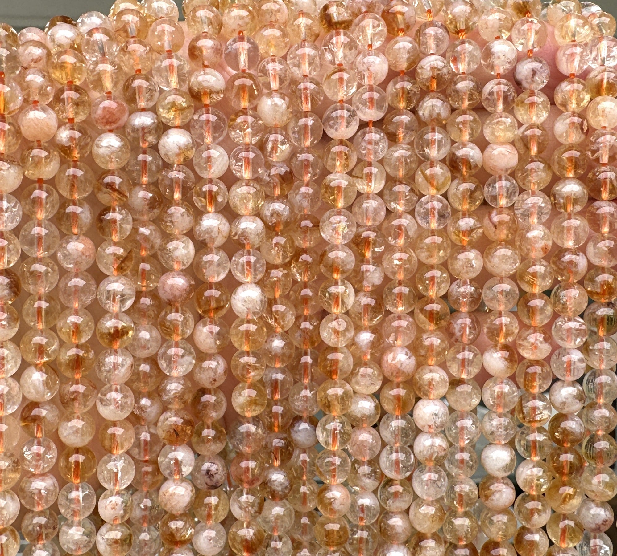 Snow Citrine 6mm round natural gemstone beads 15.5" strand - Oz Beads 