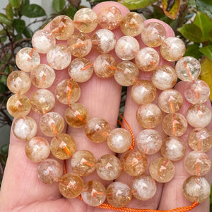 Snow Citrine 8mm round natural gemstone beads 15.5" strand - Oz Beads 