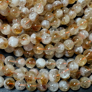 Snow Citrine 8mm round natural gemstone beads 15.5" strand - Oz Beads 