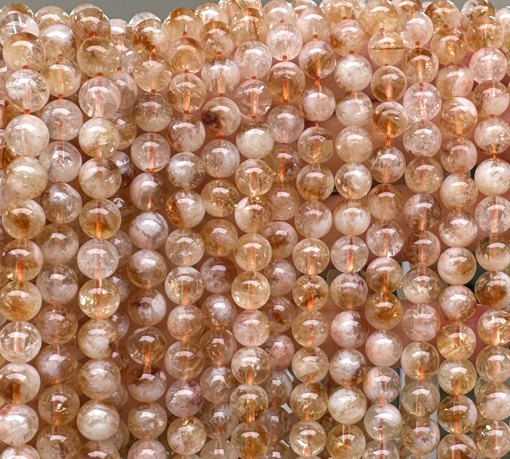 Snow Citrine 8mm round natural gemstone beads 15.5" strand - Oz Beads 