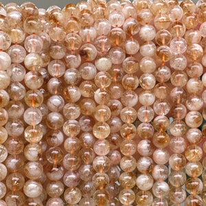 Snow Citrine 8mm round natural gemstone beads 15.5" strand - Oz Beads 