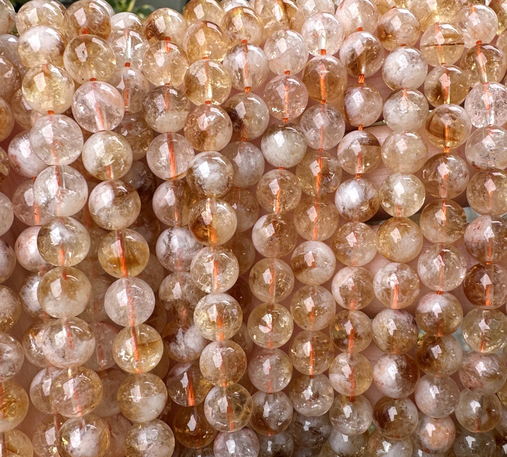 Snow Citrine 8mm round natural gemstone beads 15.5" strand - Oz Beads 