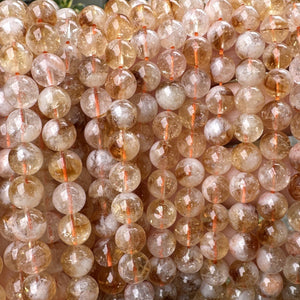 Snow Citrine 8mm round natural gemstone beads 15.5" strand - Oz Beads 