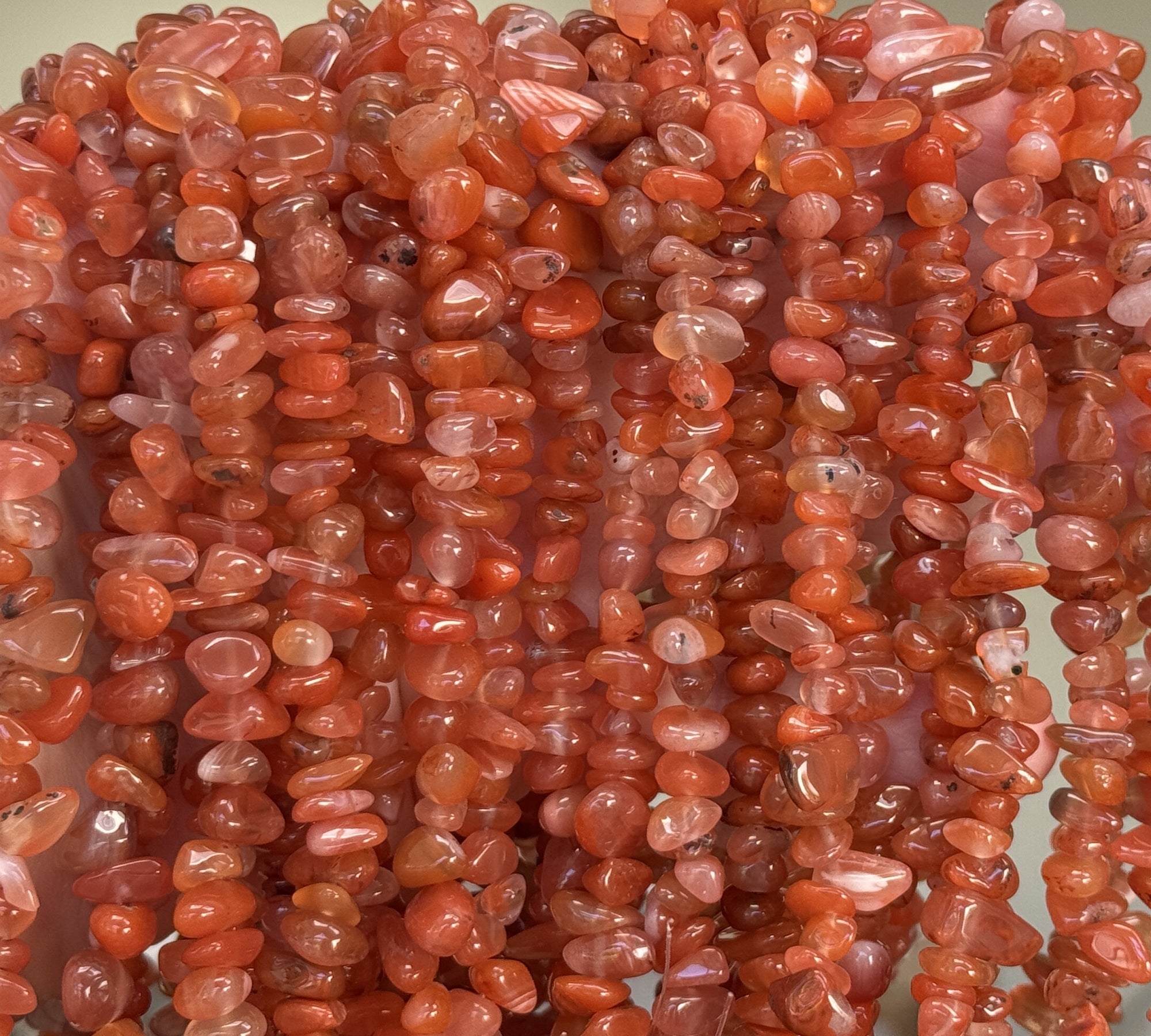Southern Red Agate  6-10mm chip beads natural gemstone chips 32" strand - Oz Beads 