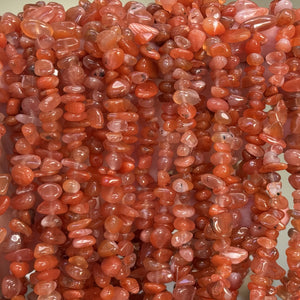 Southern Red Agate  6-10mm chip beads natural gemstone chips 32" strand - Oz Beads 