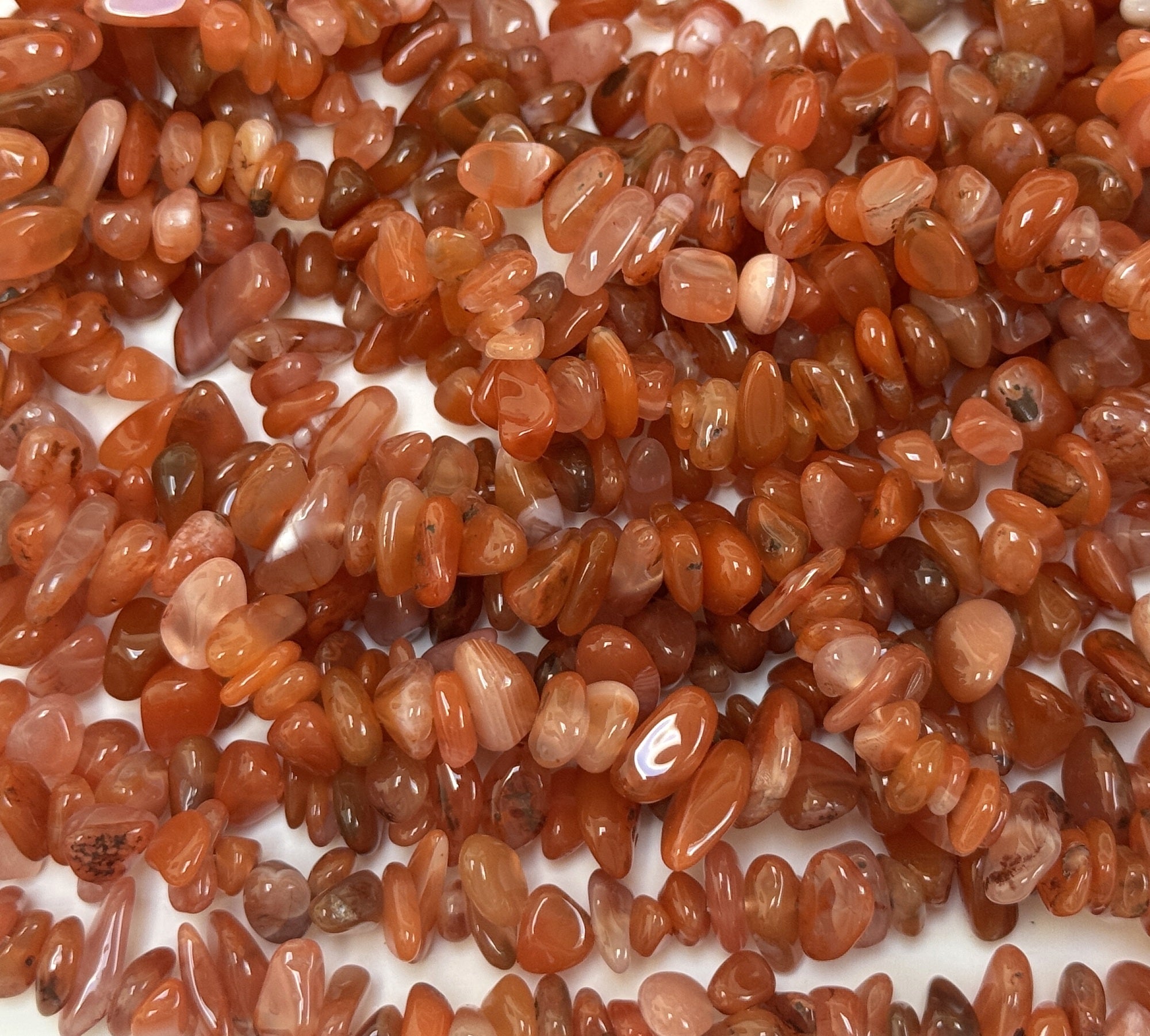 Southern Red Agate  6-10mm chip beads natural gemstone chips 32" strand - Oz Beads 