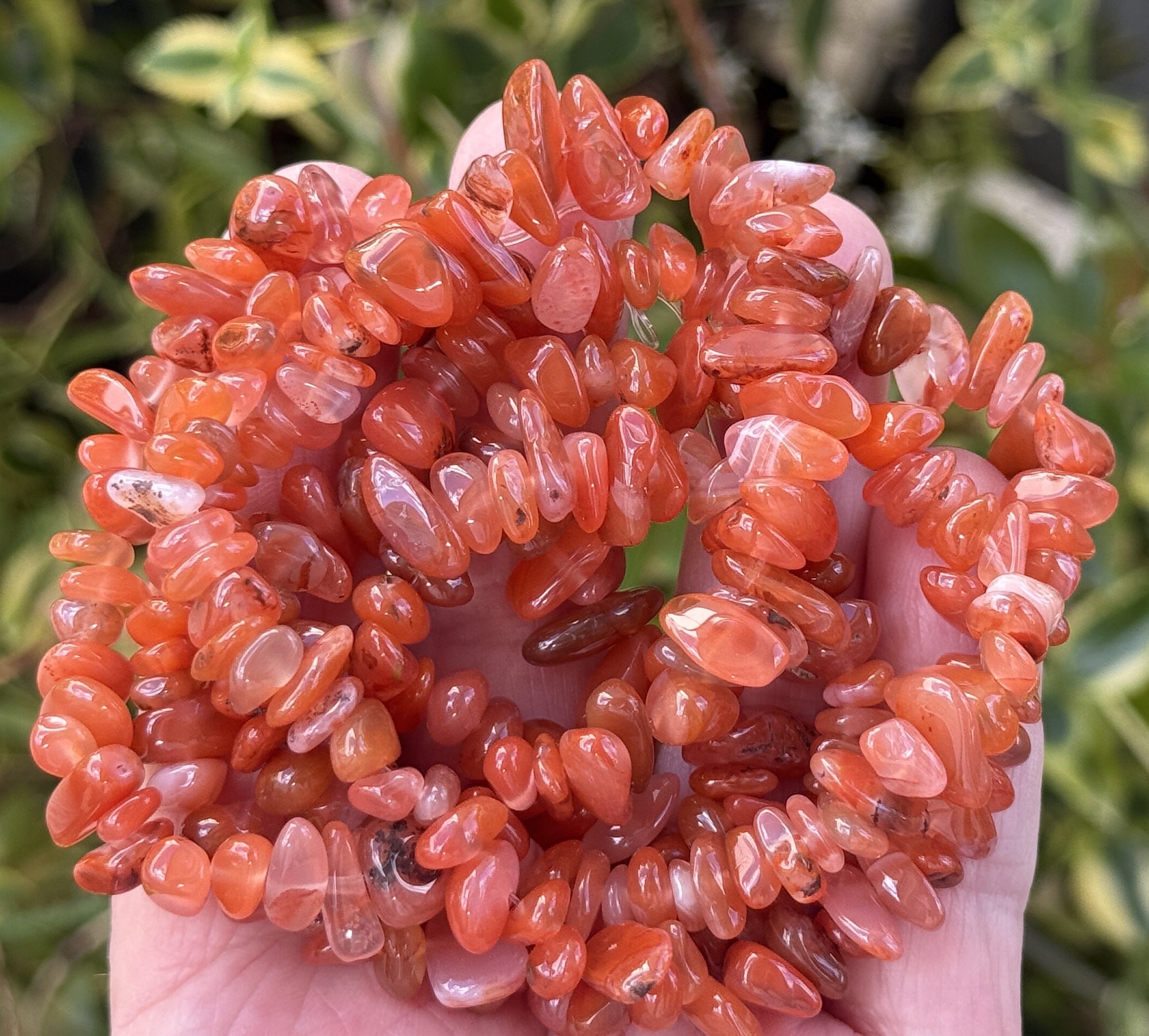 Southern Red Agate  6-10mm chip beads natural gemstone chips 32" strand - Oz Beads 