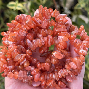 Southern Red Agate  6-10mm chip beads natural gemstone chips 32" strand - Oz Beads 