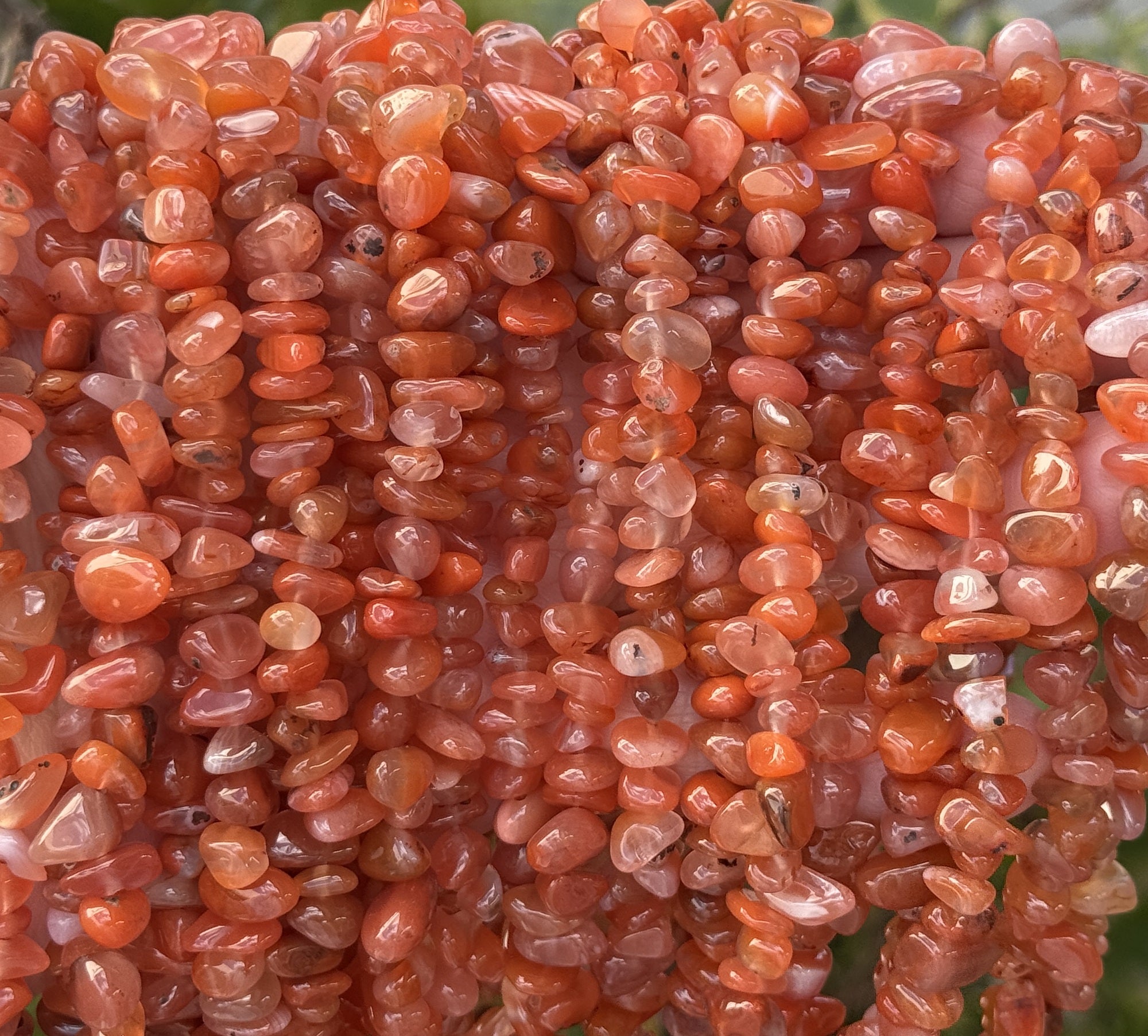 Southern Red Agate  6-10mm chip beads natural gemstone chips 32" strand - Oz Beads 