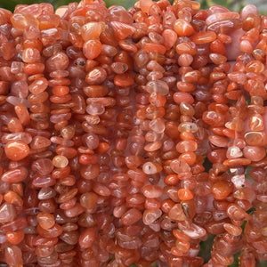 Southern Red Agate  6-10mm chip beads natural gemstone chips 32" strand - Oz Beads 
