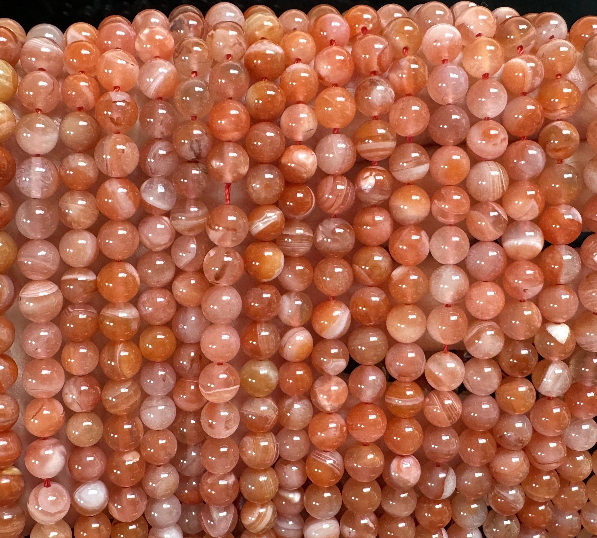Southern Red Agate 6mm round natural gemstone beads 15" strand - Oz Beads 