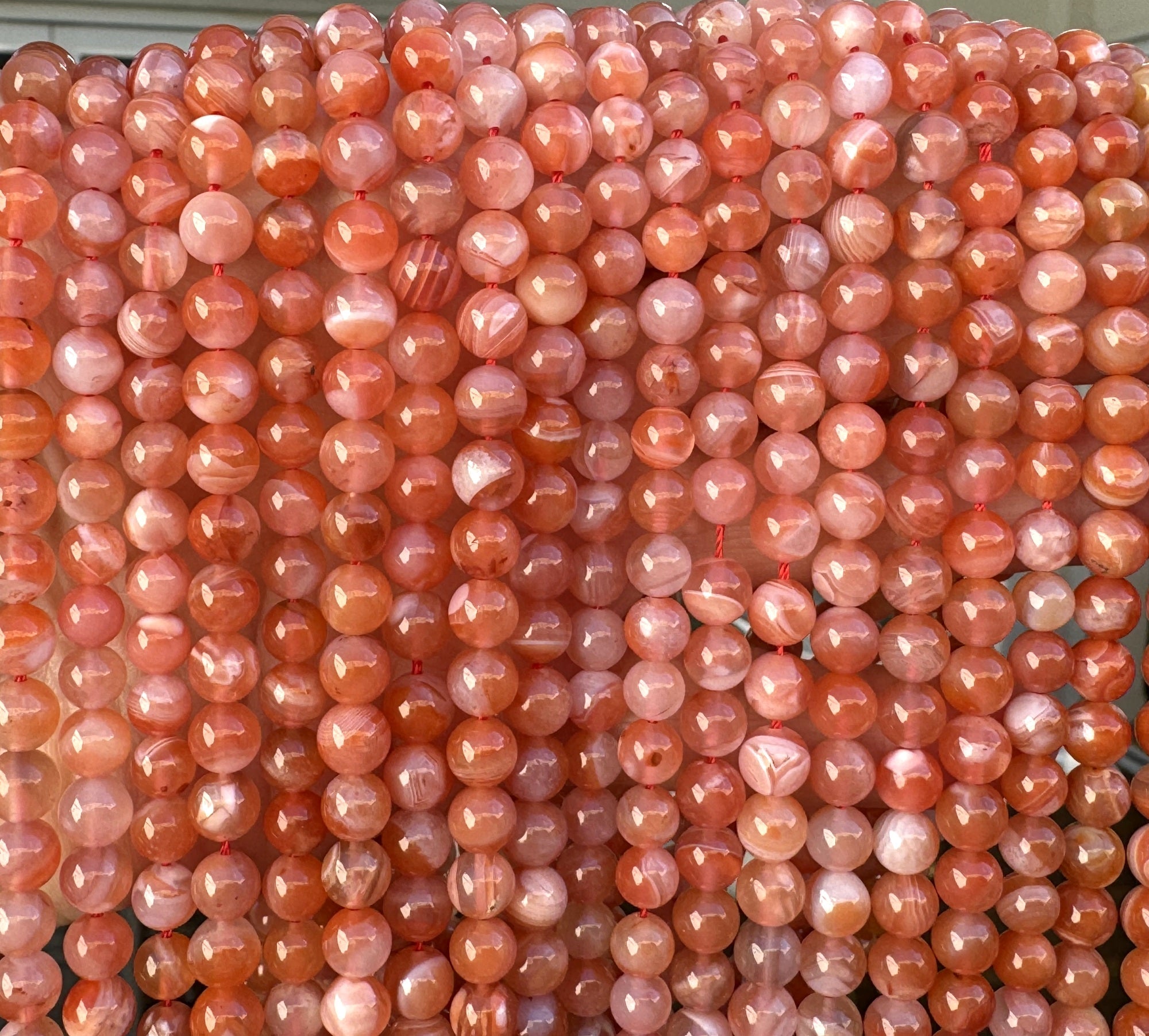 Southern Red Agate 6mm round natural gemstone beads 15" strand - Oz Beads 