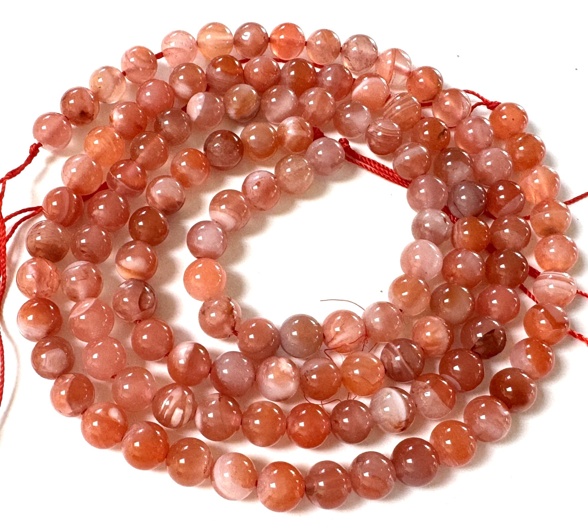 Southern Red Agate 6mm round natural gemstone beads 15" strand - Oz Beads 