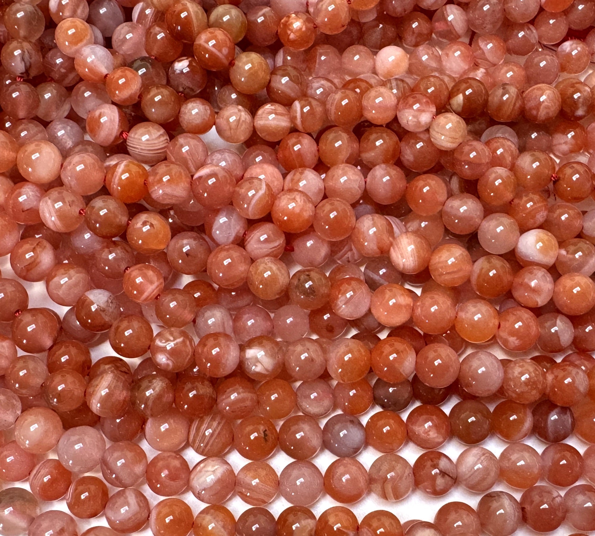 Southern Red Agate 6mm round natural gemstone beads 15" strand - Oz Beads 