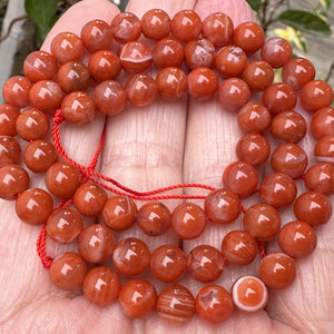 Southern Red Agate 6mm round natural gemstone beads 15.5" strand - Oz Beads 