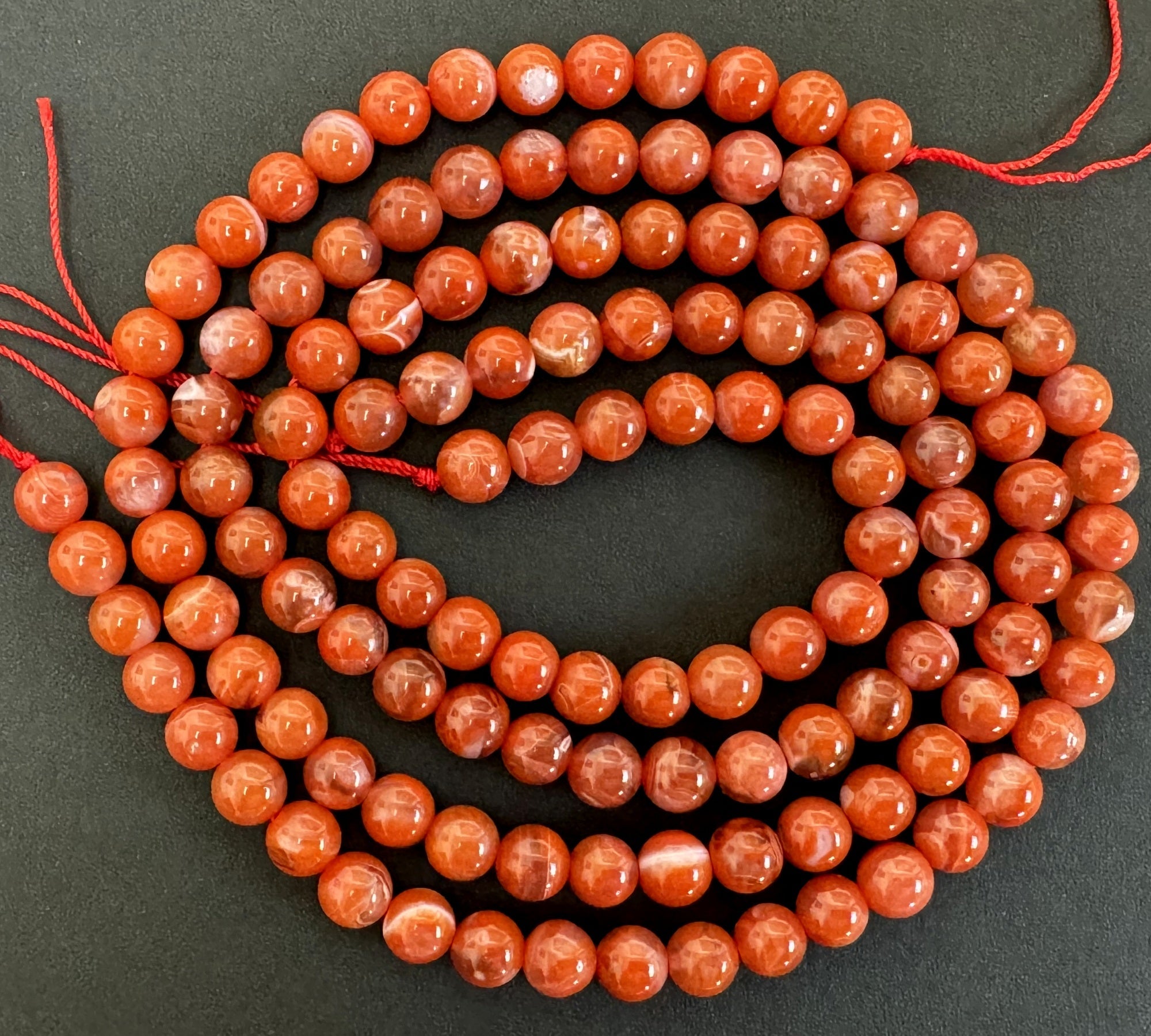 Southern Red Agate 6mm round natural gemstone beads 15.5" strand - Oz Beads 