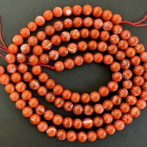 Southern Red Agate 6mm round natural gemstone beads 15.5" strand - Oz Beads 