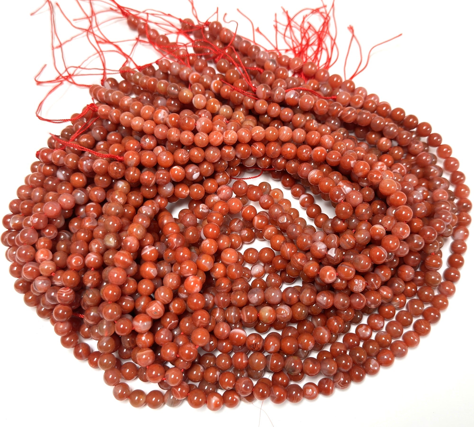Southern Red Agate 6mm round natural gemstone beads 15.5" strand - Oz Beads 