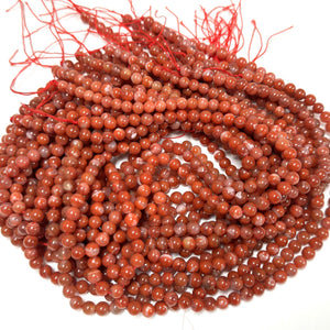 Southern Red Agate 6mm round natural gemstone beads 15.5" strand - Oz Beads 
