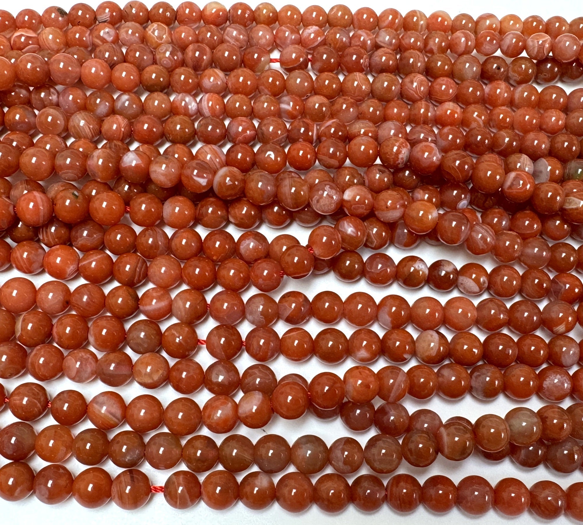 Southern Red Agate 6mm round natural gemstone beads 15.5" strand - Oz Beads 