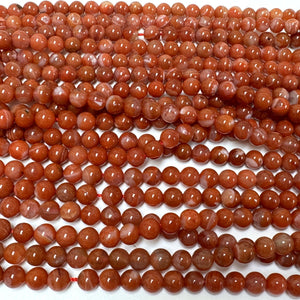 Southern Red Agate 6mm round natural gemstone beads 15.5" strand - Oz Beads 