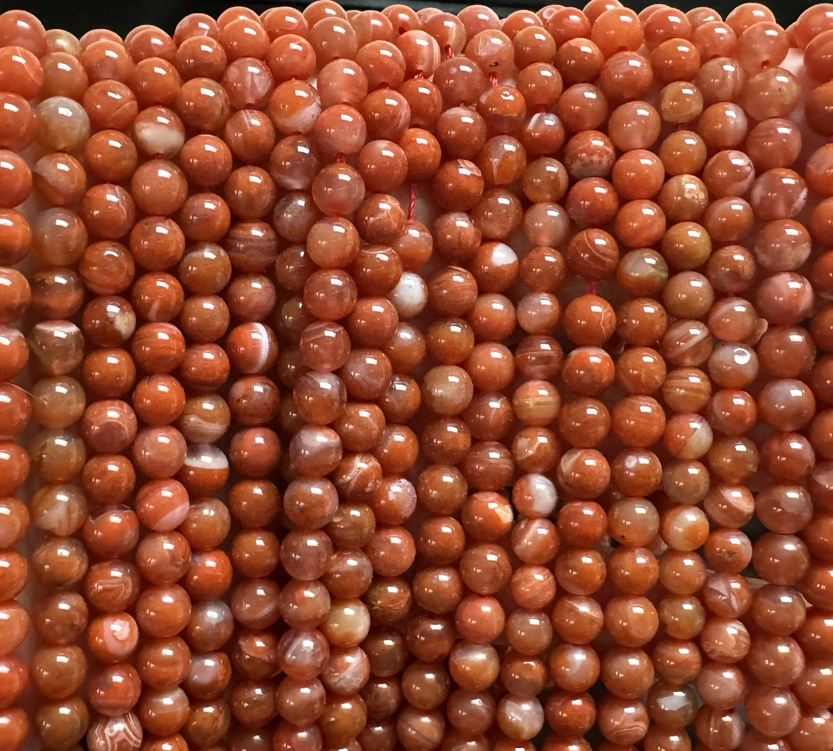 Southern Red Agate 6mm round natural gemstone beads 15.5" strand - Oz Beads 