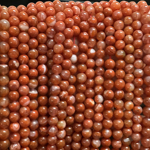 Southern Red Agate 6mm round natural gemstone beads 15.5" strand - Oz Beads 