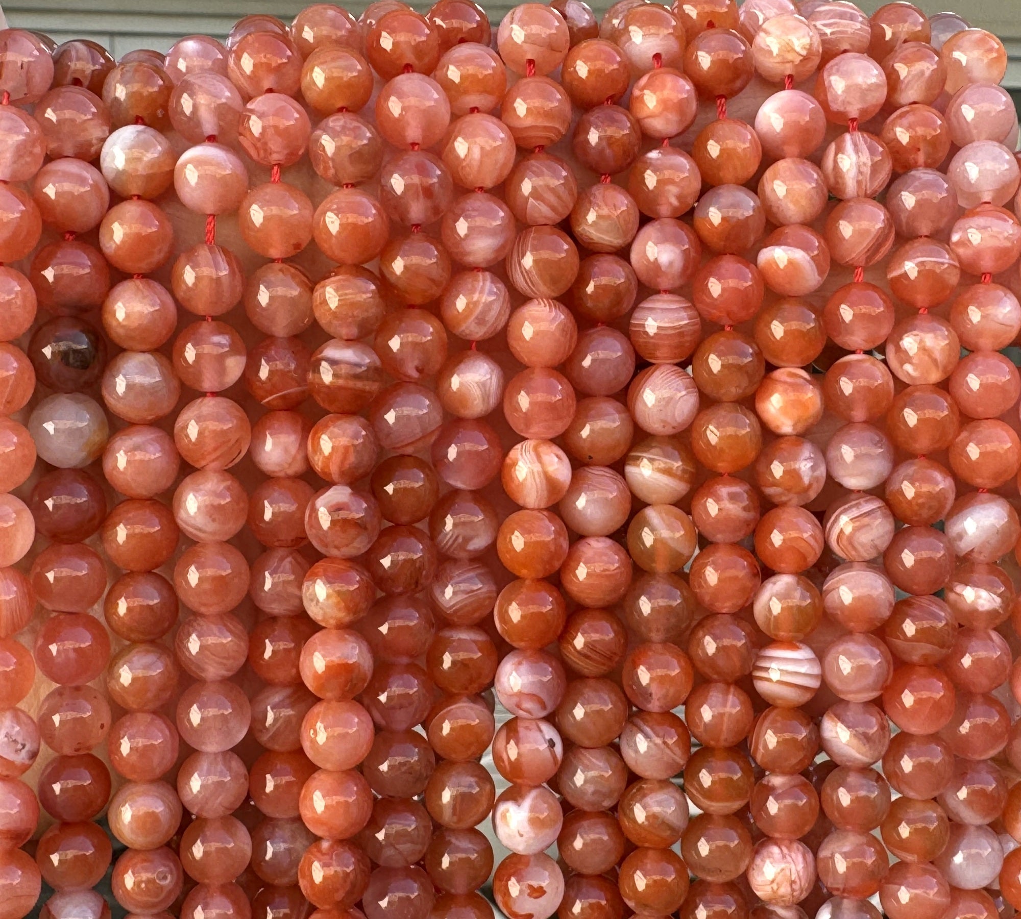 Southern Red Agate 8mm round natural gemstone beads 15" strand - Oz Beads 