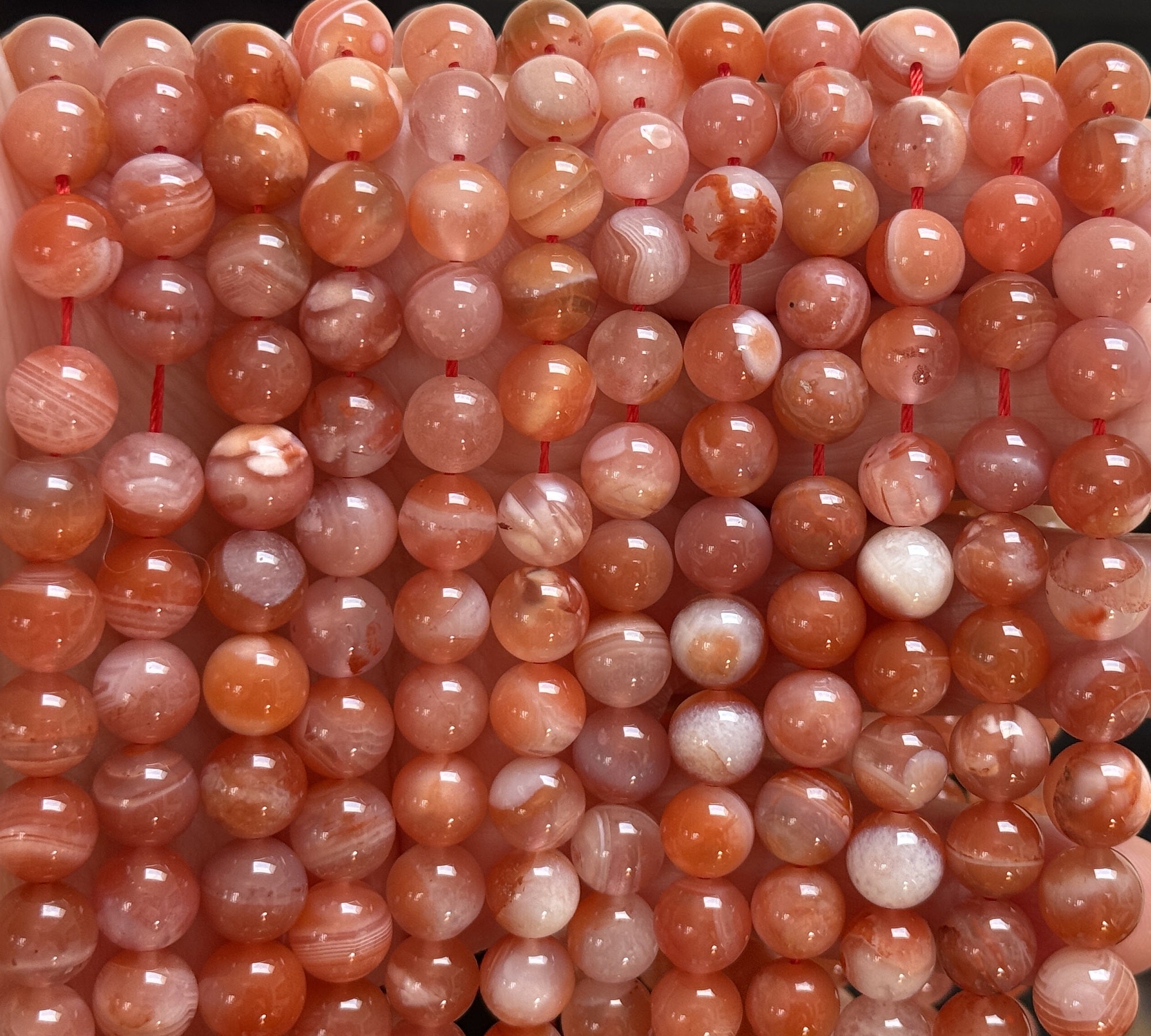 Southern Red Agate 8mm round natural gemstone beads 15" strand - Oz Beads 