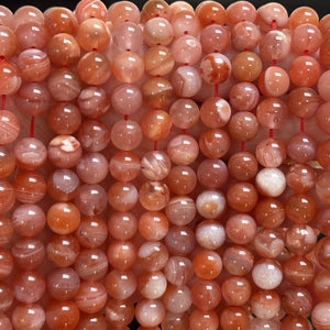 Southern Red Agate 8mm round natural gemstone beads 15" strand - Oz Beads 