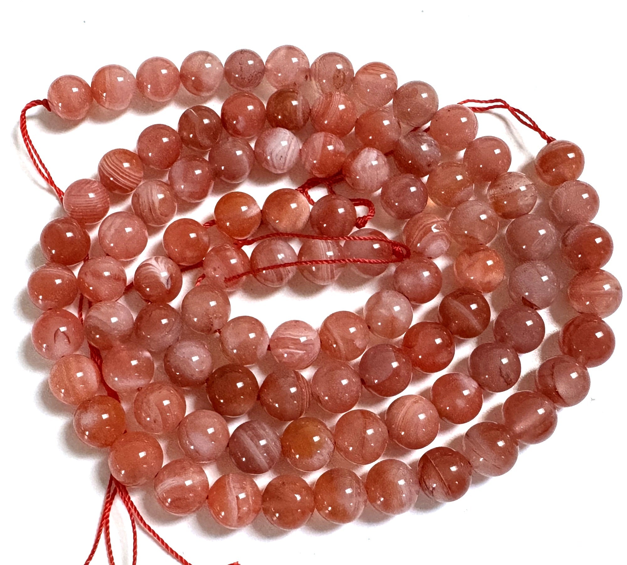 Southern Red Agate 8mm round natural gemstone beads 15" strand - Oz Beads 