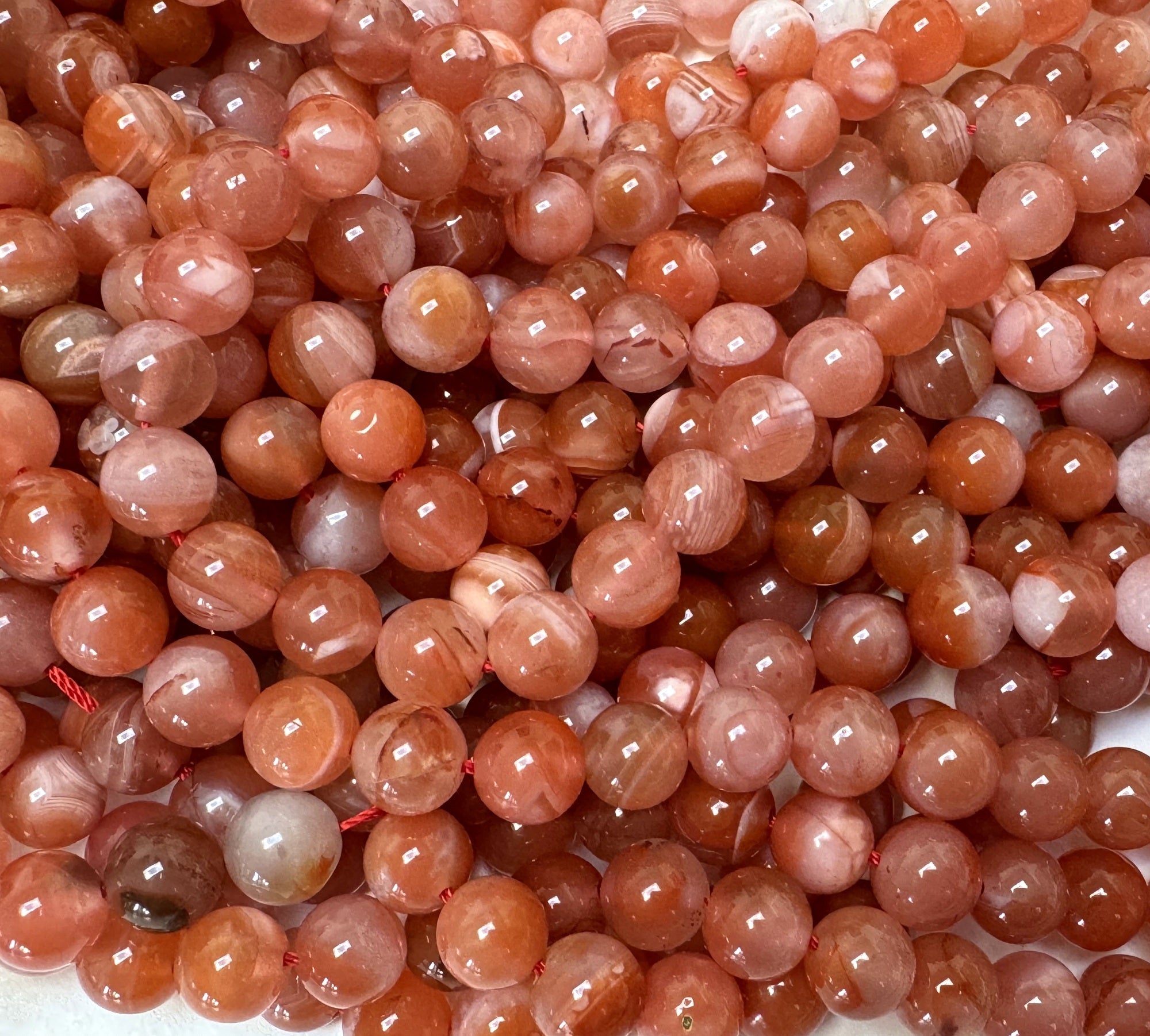 Southern Red Agate 8mm round natural gemstone beads 15" strand - Oz Beads 