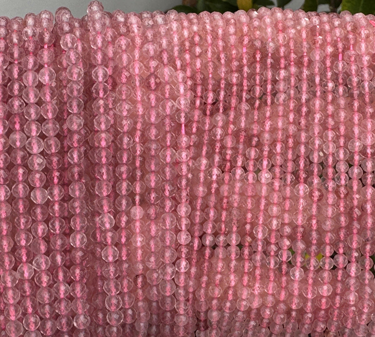 Strawberry Quartz 3mm 4mm faceted round natural gemstone beads 15.5" strand - Oz Beads 