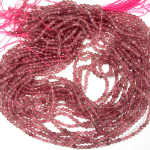 Strawberry Quartz 3mm 4mm faceted round natural gemstone beads 15.5" strand - Oz Beads 