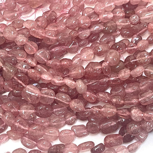 Strawberry Quartz 6-8mm nuggets natural gemstone beads 16" strand - Oz Beads 