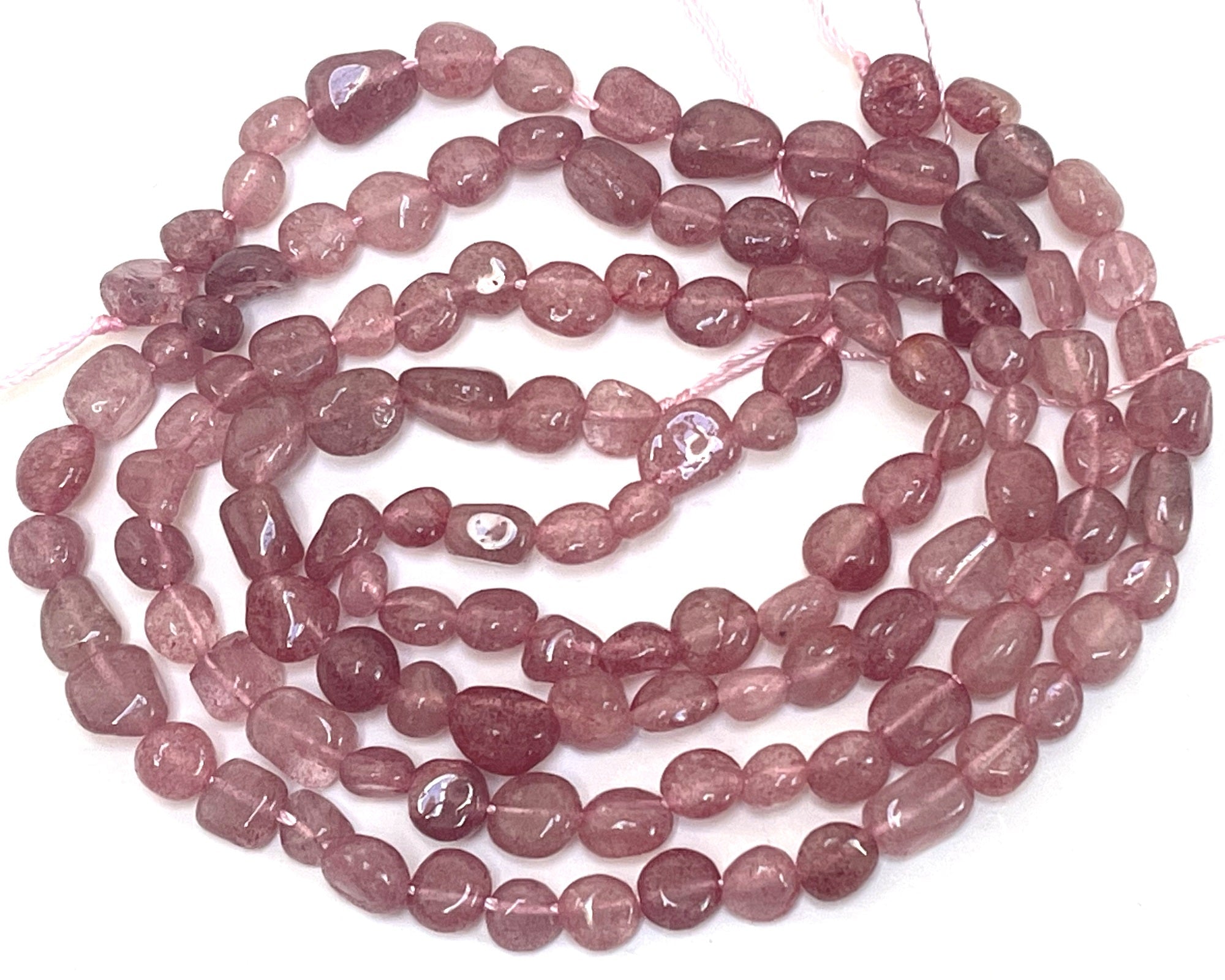 Strawberry Quartz 6-8mm nuggets natural gemstone beads 16" strand - Oz Beads 