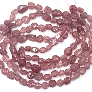 Strawberry Quartz 6-8mm nuggets natural gemstone beads 16" strand - Oz Beads 