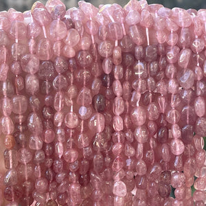 Strawberry Quartz 6-8mm nuggets natural gemstone beads 16" strand - Oz Beads 