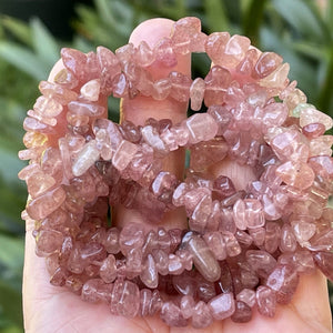 Strawberry Quartz 6-9mm chip beads natural gemstone chips 32" strand - Oz Beads 