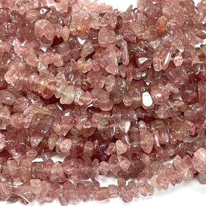 Strawberry Quartz 6-9mm chip beads natural gemstone chips 32" strand - Oz Beads 