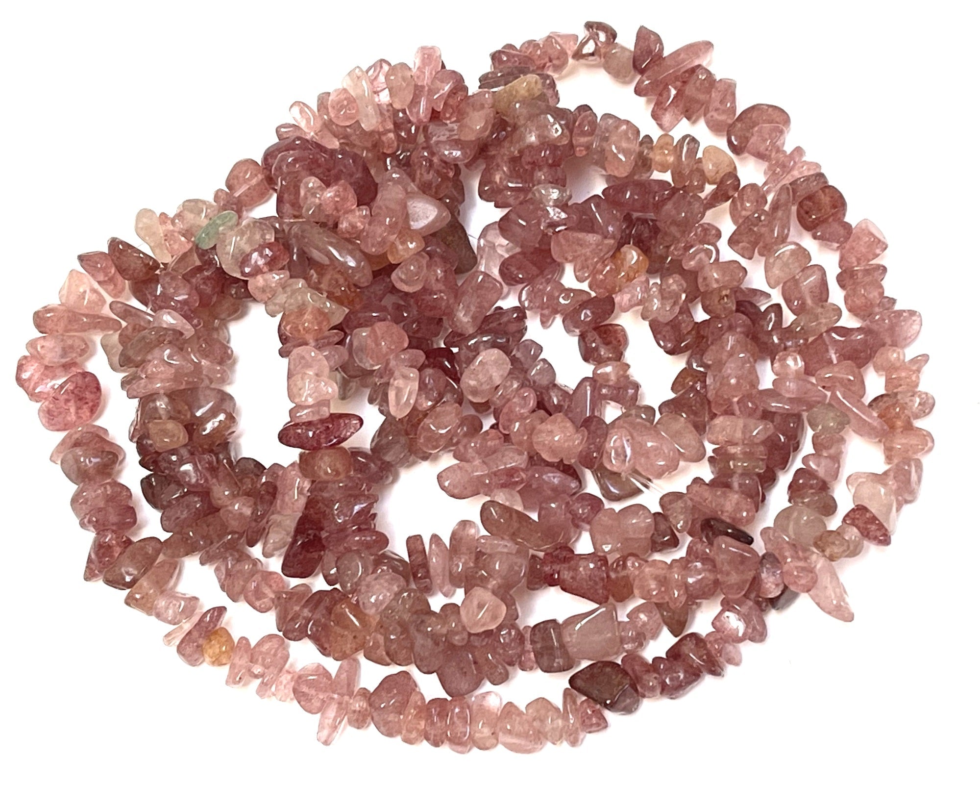 Strawberry Quartz 6-9mm chip beads natural gemstone chips 32" strand - Oz Beads 