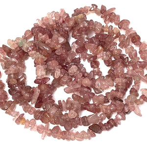 Strawberry Quartz 6-9mm chip beads natural gemstone chips 32" strand - Oz Beads 