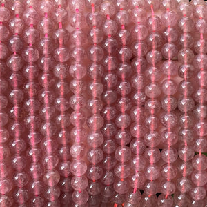 Strawberry Quartz 6mm round natural gemstone beads 15" strand - Oz Beads 
