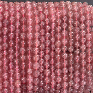 Strawberry Quartz 6mm round natural gemstone beads 15" strand - Oz Beads 