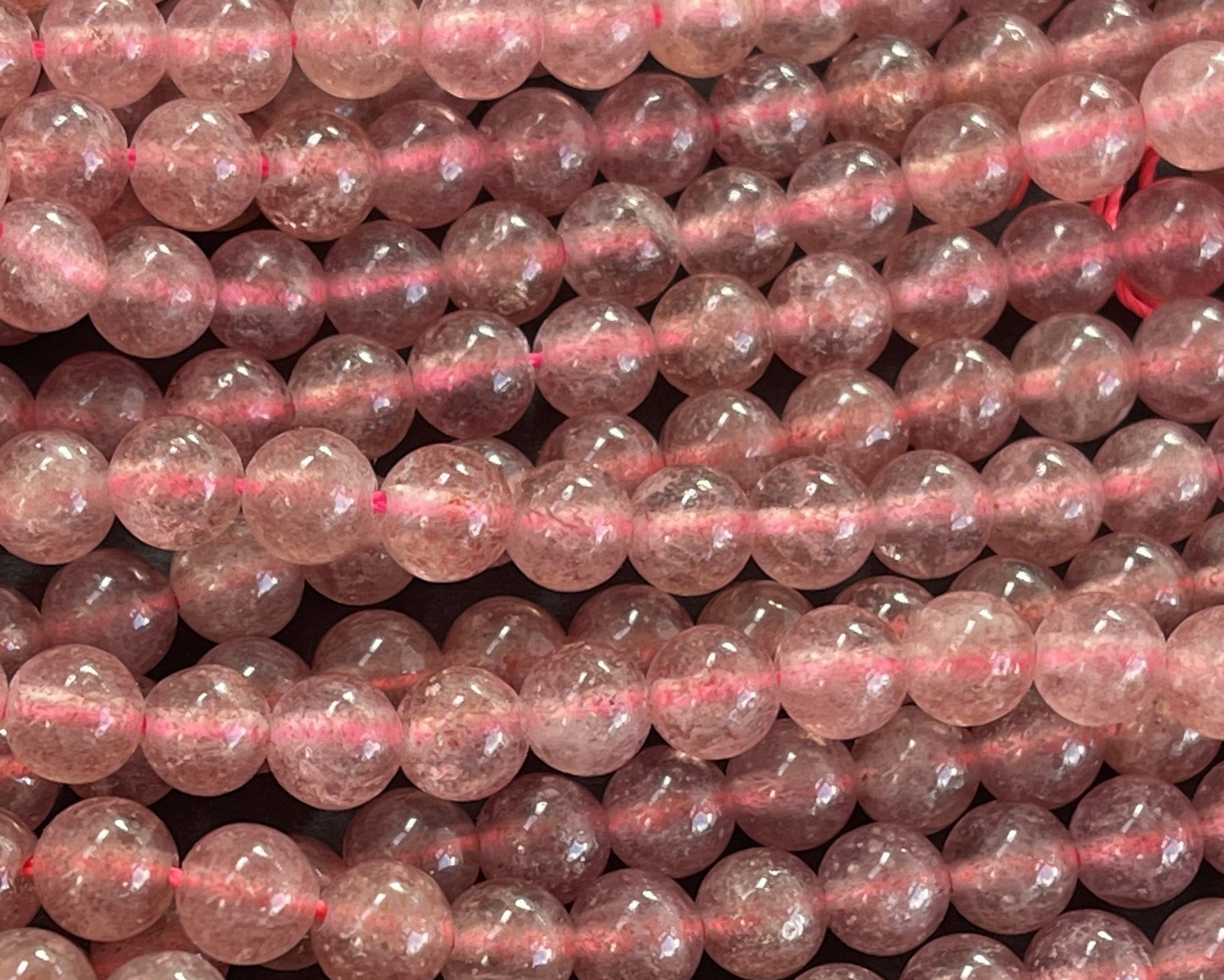Strawberry Quartz 6mm round natural gemstone beads 15" strand - Oz Beads 