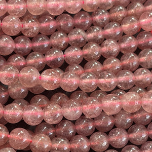 Strawberry Quartz 6mm round natural gemstone beads 15" strand - Oz Beads 