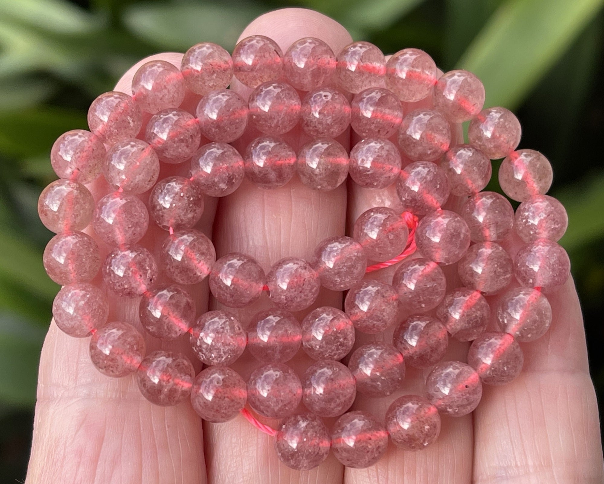 Strawberry Quartz 6mm round natural gemstone beads 15" strand - Oz Beads 