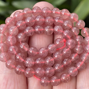 Strawberry Quartz 6mm round natural gemstone beads 15" strand - Oz Beads 