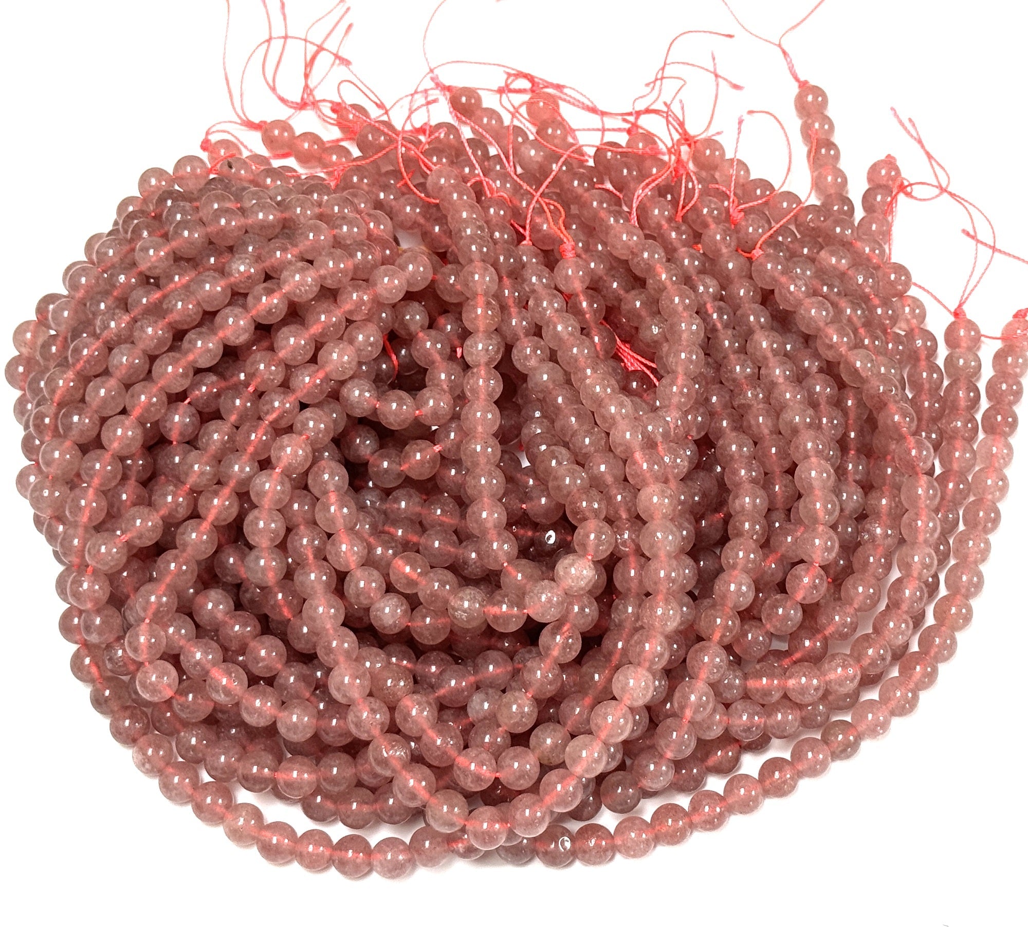 Strawberry Quartz 8mm round natural gemstone beads 15" strand - Oz Beads 